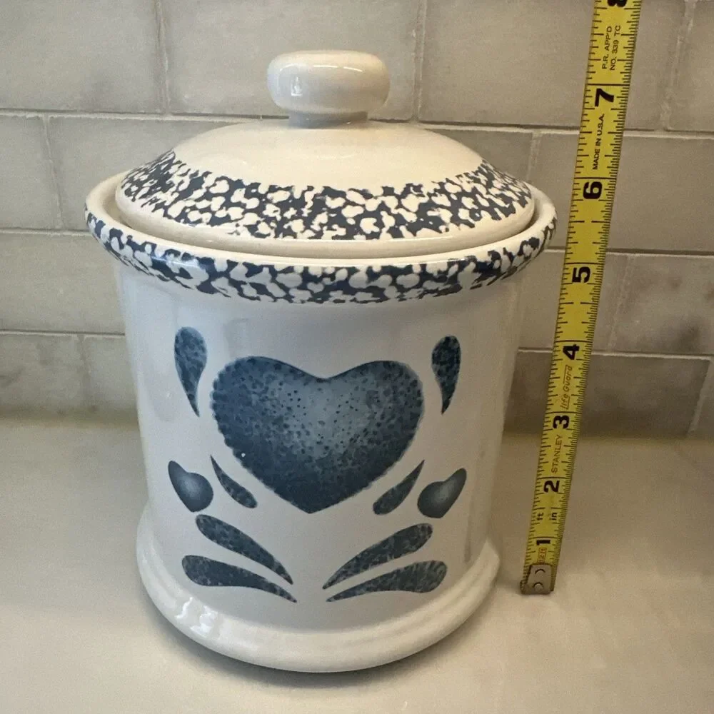 Vintage Blue Heart Spongeware 